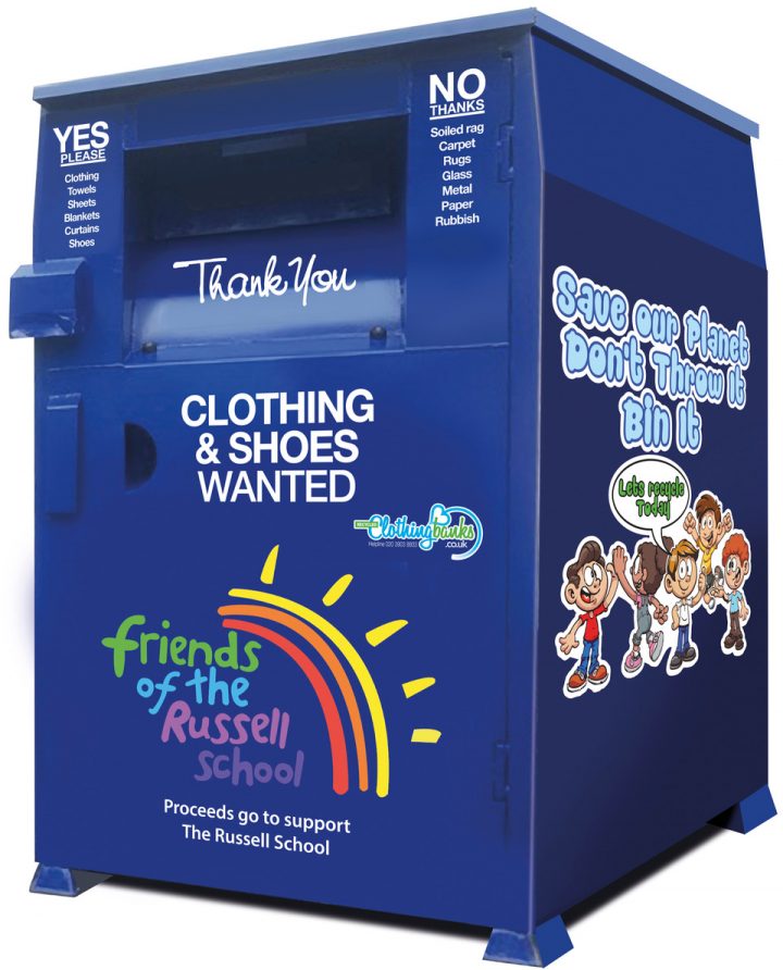earn extra money for schools  with a clothing bin